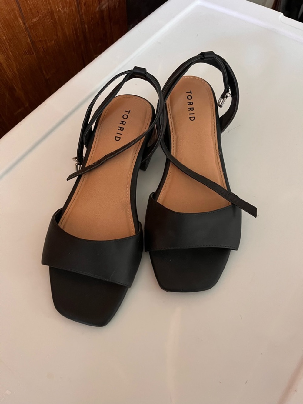 torrid Black Square-Toe Ankle-Strap Block Heels